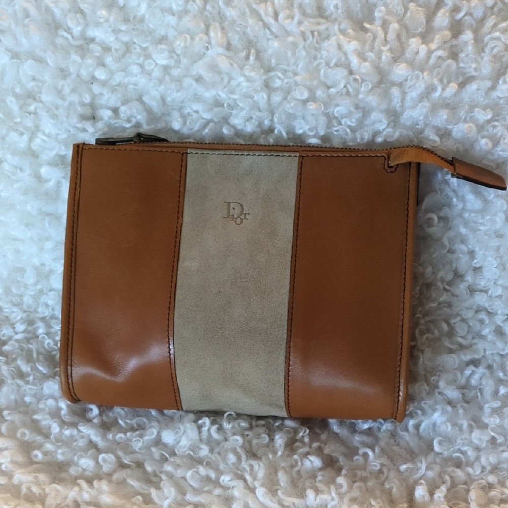 Dior Tan and Beige Monogram Lined Pouch
